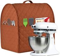 kitchenaid stand mixer cover - compatible with all tilt head & bowl lift models - pure cotton fabric, padded, soft, fits 6-8 quart, brown logo