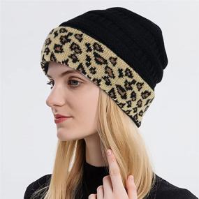 img 3 attached to DOCILA Knitting Cheetah Leopard KhakiLeopardBeanie