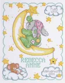 img 1 attached to 🌙 Janlynn Crescent Moon Birth Announcement Cross Stitch Kit - 14" x 11