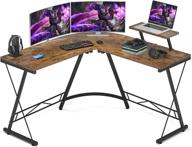 🎮 foxemart l shaped gaming desk 51'' - corner game desk with large monitor stand - vintage design for home office and gaming logo