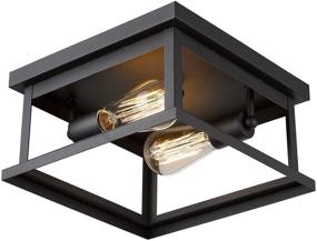 img 4 attached to 🔦 Emliviar 2-Light Flush Mount Ceiling Light Fixture in Black Finish - Modern Lighting for Every Space