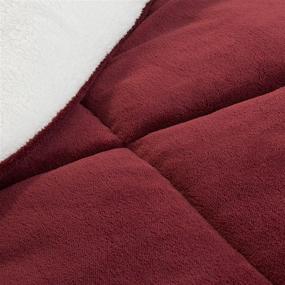 img 1 attached to 🛏️ Bedford Home Sherpa/Fleece Comforter Set - Twin Size - Burgundy