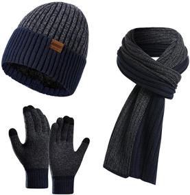 img 4 attached to 🧣 Warmth and Connectivity Combined: Honnesserry Winter Beanie Touchscreen Knitted Men's Accessories