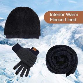 img 1 attached to 🧣 Warmth and Connectivity Combined: Honnesserry Winter Beanie Touchscreen Knitted Men's Accessories