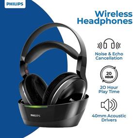 img 2 attached to High Resolution Wireless Over Ear Stereo Headphones by PHILIPS for TV Watching, Home Cinema Sound with 2.4GHz RF Transmitter, Wired Connection & Charging Dock