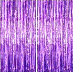 img 4 attached to 🎉 2 Pack of Purple Foil Fringe Metallic Curtains, 3.3 ft x 8.3 ft, Ideal for Birthday Party, Wedding Decorations, and Photo Backdrops - Shimmering Tinsel Backdrop, Rain Curtain