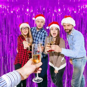 img 1 attached to 🎉 2 Pack of Purple Foil Fringe Metallic Curtains, 3.3 ft x 8.3 ft, Ideal for Birthday Party, Wedding Decorations, and Photo Backdrops - Shimmering Tinsel Backdrop, Rain Curtain