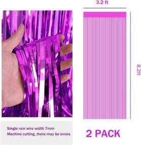 img 3 attached to 🎉 2 Pack of Purple Foil Fringe Metallic Curtains, 3.3 ft x 8.3 ft, Ideal for Birthday Party, Wedding Decorations, and Photo Backdrops - Shimmering Tinsel Backdrop, Rain Curtain