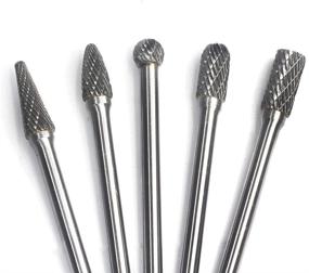 img 1 attached to YUFUTOL Carbide Burrs Set - 5pcs Extended Long Double Cut Solid Carbide Rotary Burr File Set 1/4 Inch Shank for Die Grinder Drill, Metal Carving, Polishing, Engraving, Drilling