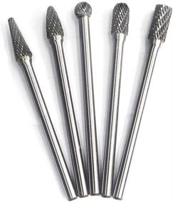 img 3 attached to YUFUTOL Carbide Burrs Set - 5pcs Extended Long Double Cut Solid Carbide Rotary Burr File Set 1/4 Inch Shank for Die Grinder Drill, Metal Carving, Polishing, Engraving, Drilling