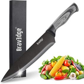 img 4 attached to Bravedge 8 Inch Chef Knife: Ultra Sharp High Carbon Stainless Steel, Ergonomic Handle, Easy to Clean - A Must-Have for Chefs!