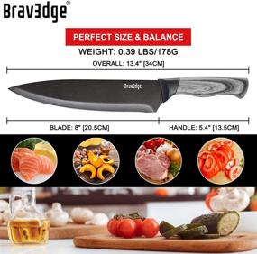 img 3 attached to Bravedge 8 Inch Chef Knife: Ultra Sharp High Carbon Stainless Steel, Ergonomic Handle, Easy to Clean - A Must-Have for Chefs!