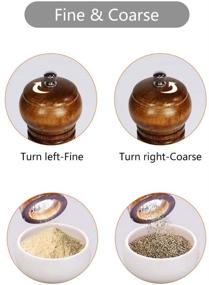 img 1 attached to 🔨 HINGWAH Oak Wooden Salt and Pepper Grinders Set of 2 - Premium Mills with Ceramic Rotor, Adjustable Coarseness, Cleaning Brush & Bamboo Spoons, 8 inches