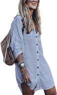 👗 chalier loose long sleeve swimsuit cover ups: women's button down sleep shirt dress for beach logo