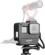 📷 movo gpr-5 media housing: gopro case with cold shoe mount for hero 5/6/7 - compatible with mic adapter logo