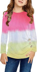 img 2 attached to Ugmikdo Girls Casual Tunic Tops: Long Sleeve 👚 Buttoned Blouse T-Shirt, Soft & Loose Fit | Ages 4-13