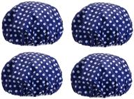 🚿 pack of 4 dark blue eslite waterproof double layers shower caps for women logo