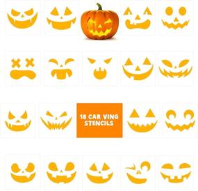 img 4 attached to 🎃 Halloween Pumpkin Face Stencils – Pack of 18 Reusable Plastic Templates for Carving, Painting, and DIY Crafting – Pumpkin Pattern Stencils for Halloween Drawings