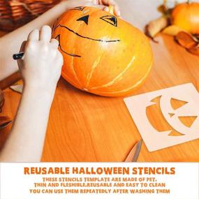 img 2 attached to 🎃 Halloween Pumpkin Face Stencils – Pack of 18 Reusable Plastic Templates for Carving, Painting, and DIY Crafting – Pumpkin Pattern Stencils for Halloween Drawings