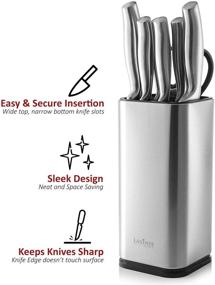 img 1 attached to 🔪 Laxinis World Universal Knife Block: Sleek Stainless-Steel Design with Scissors-Slot, Countertop Storage - Holds 12 8”-Blade Knives (Knives not Included)