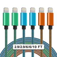 apple mfi certified lightning cable - wzk colorful 6 pack iphone charger, 🔌 2.9/2.9/6/6/10/10 ft compatible with iphone 12 11 pro max xr xs x and more series logo