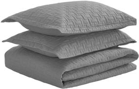 img 2 attached to 🛌 Luxe Bedding 3-Piece Oversized Quilted Bedspread Coverlet Set in Elegant Gray - King/California King Size