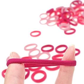 img 3 attached to 🎀 100-Pack Baby Girl's Small Pink Nylon Hair Bands Elastic Hair Ropes