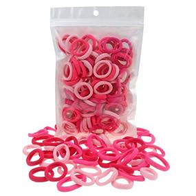 img 4 attached to 🎀 100-Pack Baby Girl's Small Pink Nylon Hair Bands Elastic Hair Ropes