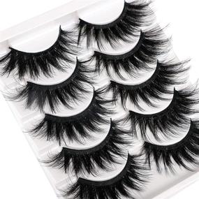 img 1 attached to 🐱 Dramatic Cat Eye Faux Mink False Eyelashes - Multipack of Long, Fluffy, and Thick 5D Lashes for a Soft Curl and Crossed Effect