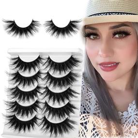 img 3 attached to 🐱 Dramatic Cat Eye Faux Mink False Eyelashes - Multipack of Long, Fluffy, and Thick 5D Lashes for a Soft Curl and Crossed Effect