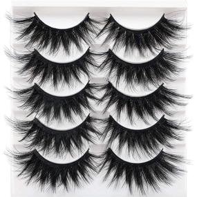 img 4 attached to 🐱 Dramatic Cat Eye Faux Mink False Eyelashes - Multipack of Long, Fluffy, and Thick 5D Lashes for a Soft Curl and Crossed Effect