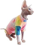 🌈 colorful bonaweite hairless cats rainbow rendering t-shirt: stylish and breathable cat wear clothes for sphynx, cornish rex, devon rex, peterbald – perfect for spring, summer, and autumn! логотип