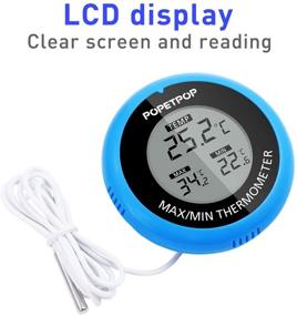 img 2 attached to 🐠 POPETPOP LCD Digital Aquarium Thermometer - High Precision Fish Tank Thermometer for Aquariums, Ponds, and Reptile Turtle Habitats - Blue