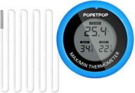 🐠 popetpop lcd digital aquarium thermometer - high precision fish tank thermometer for aquariums, ponds, and reptile turtle habitats - blue logo