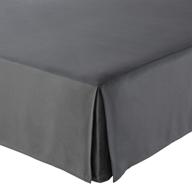 🛏️ arlinen full bed skirt - 18 inch drop tailored/pleated dust ruffle with split corners and platform - solid dark grey logo