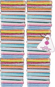 img 2 attached to 🎨 CASA COPENHAGEN-Basics 100 Pack Stripes Premium Washcloth Towels - Assorted Colors