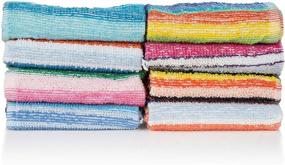 img 1 attached to 🎨 CASA COPENHAGEN-Basics 100 Pack Stripes Premium Washcloth Towels - Assorted Colors
