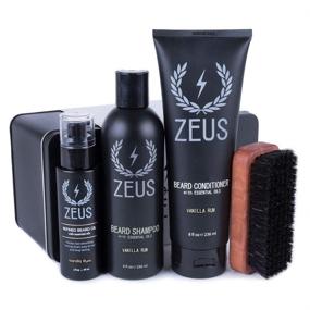 img 4 attached to 🧔 ZEUS Делюкс набор для ухода за бородой мужчин - Регенерирующее масло для бороды для сияющего блеска, без жирного ощущения, облегчение зуда и шелушений кожи (Ванильный ром)