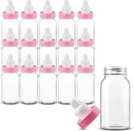 🍼 mt products pink baby shower milk bottles - 4.5 inches tall with cover (nipples without holes) - ideal party favors or decorations (36 pieces) logo