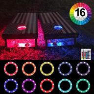 🌽 led cornhole lights - color changing, remote controlled, for family backyard bean bag toss cornhole game - set of 2 lights with 16 colors, 4 modes, and adjustable brightness logo