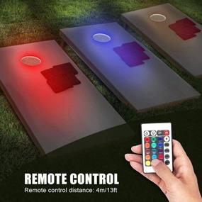 img 1 attached to 🌽 LED Cornhole Lights - Color Changing, Remote Controlled, for Family Backyard Bean Bag Toss Cornhole Game - Set of 2 Lights with 16 Colors, 4 Modes, and Adjustable Brightness