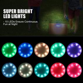 img 3 attached to 🌽 LED Cornhole Lights - Color Changing, Remote Controlled, for Family Backyard Bean Bag Toss Cornhole Game - Set of 2 Lights with 16 Colors, 4 Modes, and Adjustable Brightness