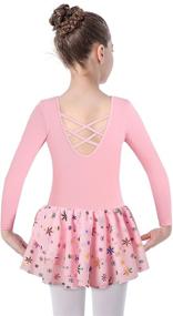 img 3 attached to Children's Ballet Leotards with Skirt, Short/Long/Ruffle Sleeve, Hollow Crisscross Back, Shiny Tutu Dress - Perfect Dancewear for Girls