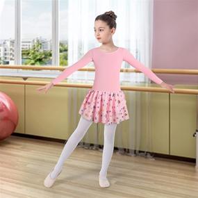 img 2 attached to Children's Ballet Leotards with Skirt, Short/Long/Ruffle Sleeve, Hollow Crisscross Back, Shiny Tutu Dress - Perfect Dancewear for Girls