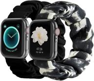 🌸 stylish and adjustable scrunchies apple watch bands 38mm 40mm - perfect fit for iwatch series 6 5 4 3 2 1 se - women's cloth pattern printed fabric wristbands logo