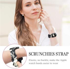 img 2 attached to 🌸 Stylish and Adjustable Scrunchies Apple Watch Bands 38mm 40mm - Perfect Fit for iWatch Series 6 5 4 3 2 1 SE - Women's Cloth Pattern Printed Fabric Wristbands