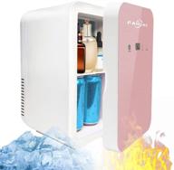 compact rose gold mini fridge for bedroom & travel - fahuac 8l portable personal refrigerator with digital temperature control логотип