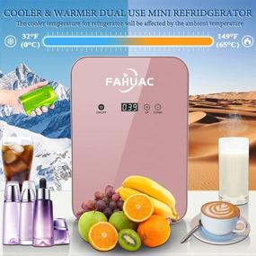 img 3 attached to Compact Rose Gold Mini Fridge for Bedroom & Travel - Fahuac 8L Portable Personal Refrigerator with Digital Temperature Control