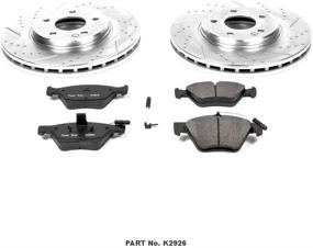img 2 attached to 🔥 Улучшите тормозную эффективность с помощью комплекта передних тормозных колодок Power Stop K2926 Z23 из углеродного волокна и сверленых и фрезерованных тормозных дисков