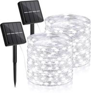 🌟 2-pack outdoor solar string lights - 33 feet, 100 led fairy lights, 8 lighting modes - waterproof indoor/outdoor string lights for patio, garden, party, wedding, christmas decor - pure white logo